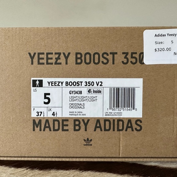 EUC!! Auth Adidas Yeezy Boost 350 V2 UV Light Color Changing Sneakers M 5 W 7 - Picture 8 of 9